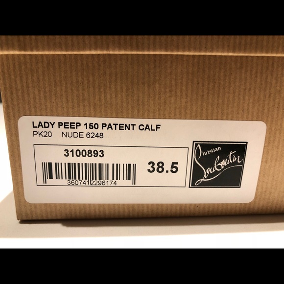 Christian Louboutin Lady Peep Nude Patent Leather- Size 38.5 - Picture 6 of 8